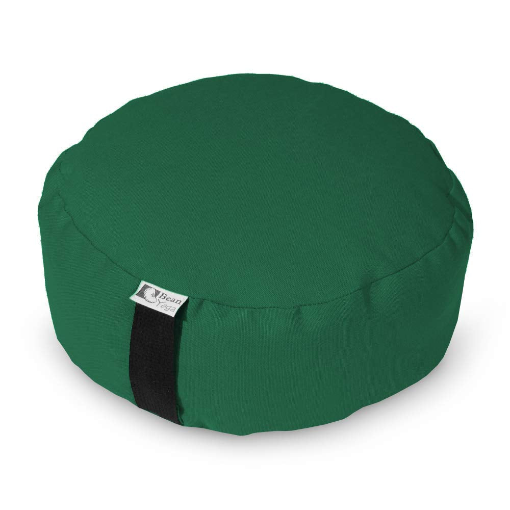 Bean's ZAFU - Meditation Floor Cushion - Round Earth Cotton Zen Yoga Pillow - Tibetan Style for Mindful Kneeling Prayer Seat - Made in USA - US Organic Buckwheat Hulls - Comfort Calm Contemplate