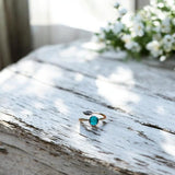 Bottled Up Designs Handmade Vintage Leaf Ring, Recycled Vintage Aqua Mason Jar, Sterling Silver, Eco Friendly, Made in USA, Birthday Gifts, Mothers Day, Women, Anniversary (Aqua)