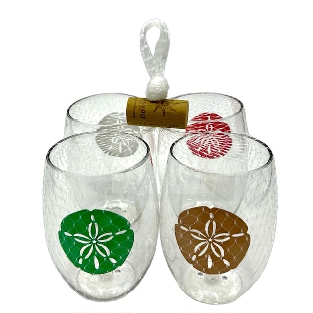 Set of 4 Shatterproof Designer 16 oz Plastic Wine Glasses MADE in the USA (CHRISTMAS)