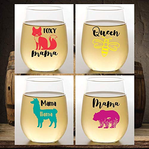 Set of 4 Shatterproof Designer 16 oz Plastic Wine Glasses MADE in the USA (CHRISTMAS)