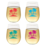 Set of 4 Shatterproof Designer 16 oz Plastic Wine Glasses MADE in the USA (CHRISTMAS)