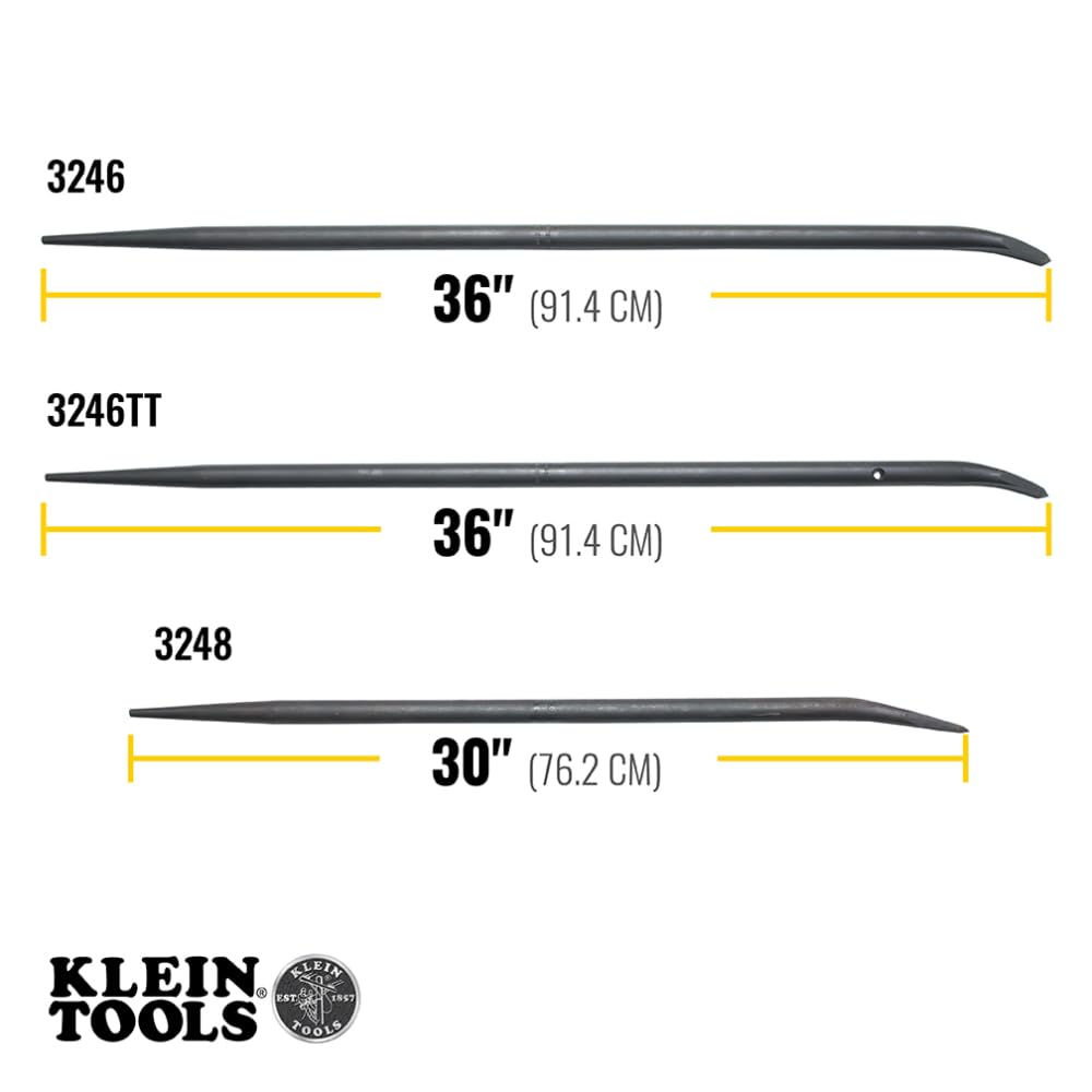 Klein Tools 3248 Round 7/8-Inch x 30-Inch Connecting Bar, Made in USA, Sleever Bar for Aligning, Prying and Chiseling