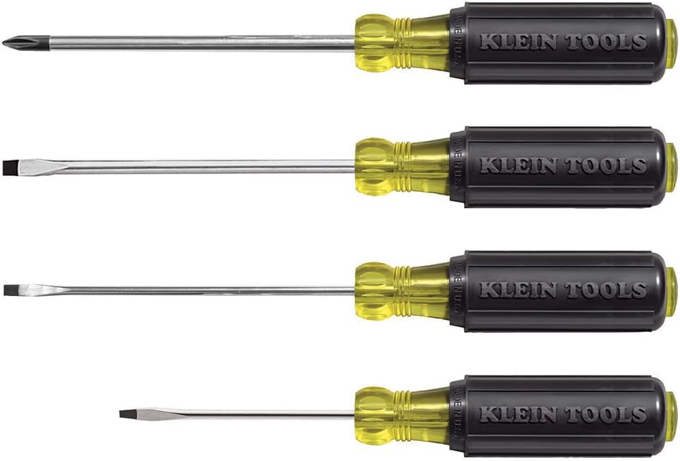 Klein Tools 85484 Screwdriver Set, Made in USA, Mini Slotted and Phillips Screwdrivers with Tip-Ident and Premium Chrome Plated Shafts, 4-Piece
