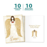 Tree-Free Greetings - Season's Greeting Cards - Artful Designs - 10 Cards + Matching Envelopes - Made in USA - 100% Recycled Paper - 5 x 7 - Christmas Angel (HB93390)