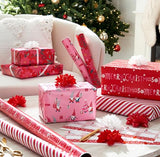 American Greetings 120 sq. ft. Pink Christmas Wrapping Paper Set, Red and Pink (4 Rolls 30 in. x 12 ft., 7 Bows, 30 Gift Tags)