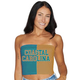 Lojobands Women's Tailgate Outfit College Two Tone Color Block Tube Top Made in USA One Size Fits Most