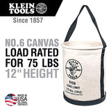 Klein Tools 5109 Canvas Bucket, Wide-Opening Straight-Wall Tool Bucket is Made of No. 6 Canvas with Black Molded Bottom, 75-Pound Load Rated