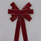 Ivory Brushed Velvet Gold Lame Backed Wire Edge Christmas Bow - Handcrafted in USA (8 inch bow)