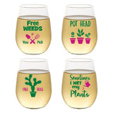 Set of 4 Shatterproof Designer 16 oz Plastic Wine Glasses MADE in the USA (CHRISTMAS)