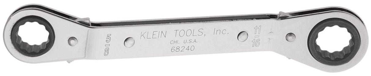 Klein Tools 68240 Fully Reversible Ratcheting Offset Box Wrench, 5/8 x 11/16-Inch, Made in USA