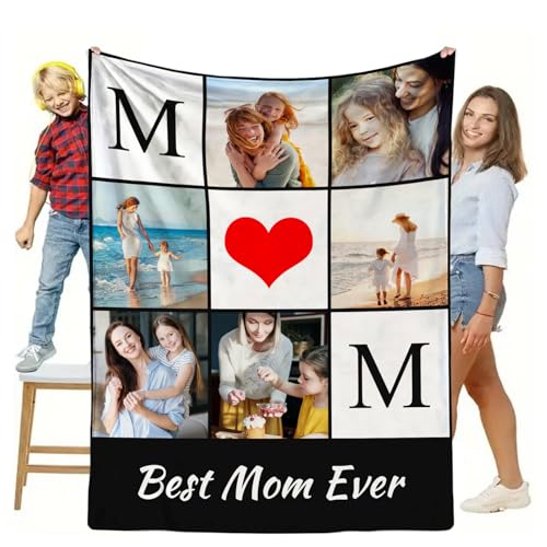 Custom Blanket with Picture Made in USA,Personalized Photo Blanket Throw Photo Blankets for Family Friends Pets,50"x60"