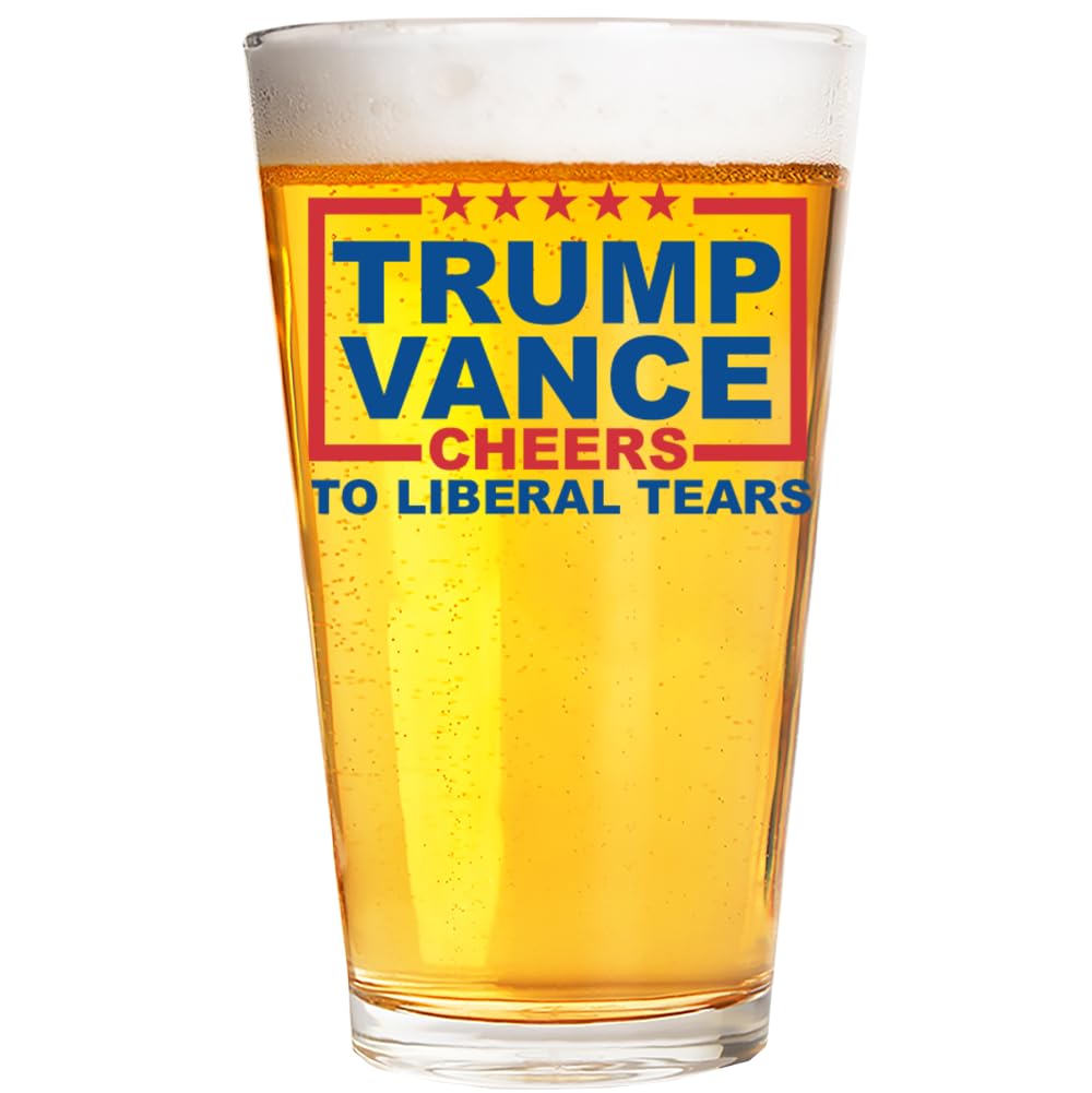 Trump Vance MAGA Trumpican 16 oz Pint Beer Glass Made in America & Dishwasher Safe! Gift Box Included | Trump 2024 Patriot Gift | Gifts For Men | Made In USA