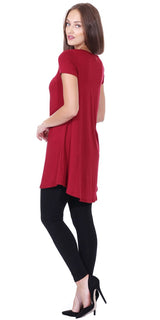 Popana Short Sleeve Tunic Tops to Wear with Leggings Made in USA Short Sleeve Shirts for Women - Loose Fit Womens Summer Tops