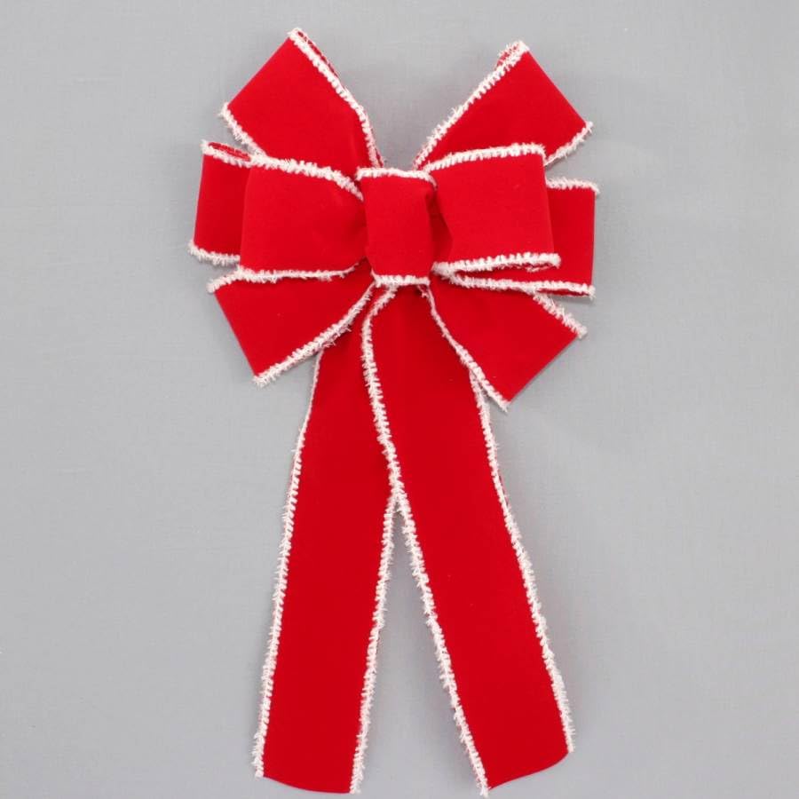 Ivory Brushed Velvet Gold Lame Backed Wire Edge Christmas Bow - Handcrafted in USA (8 inch bow)