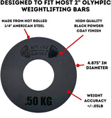 Micro Gainz Olympic Kilogram Fractional Weight Plate Set of 6 Steel Plates- (2-.25KG, 2-.50KG, 2-1KG) Plates -Designed for Olympic Barbells, Used for Strength Training and Micro Loading, Made in USA