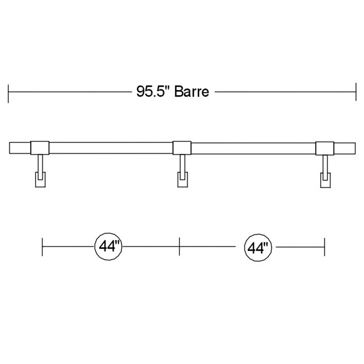VITA Barre Wall-Mounted Single Ballet Barre, Classic WB15, Wood | Fixed Height, Made in USA, Home, Studio or Gym Exercise Equipment for Kids & Adults | Dance, Fitness, Pilates