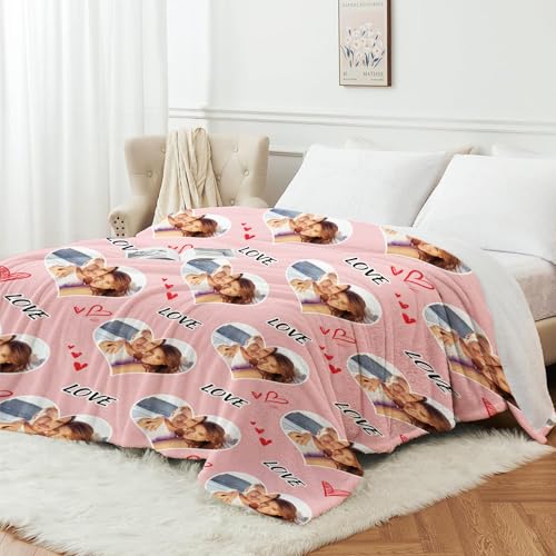 Ships Next Day,Custom Blanket with Picture Made in USA,Personalized Photo Blanket for Family Anniversary Christmas Birthday Halloween Valentines