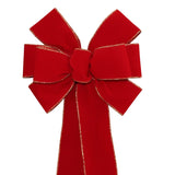 Ivory Brushed Velvet Gold Lame Backed Wire Edge Christmas Bow - Handcrafted in USA (8 inch bow)