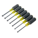 Klein Tools 65160 Tool Set, Made in USA, Metric Nut Driver Set Sizes 5, 5.5, 6, 7, 8, 9, and 10 mm, 3-Inch Chrome-Plate Hollow Shafts, 7-Piece