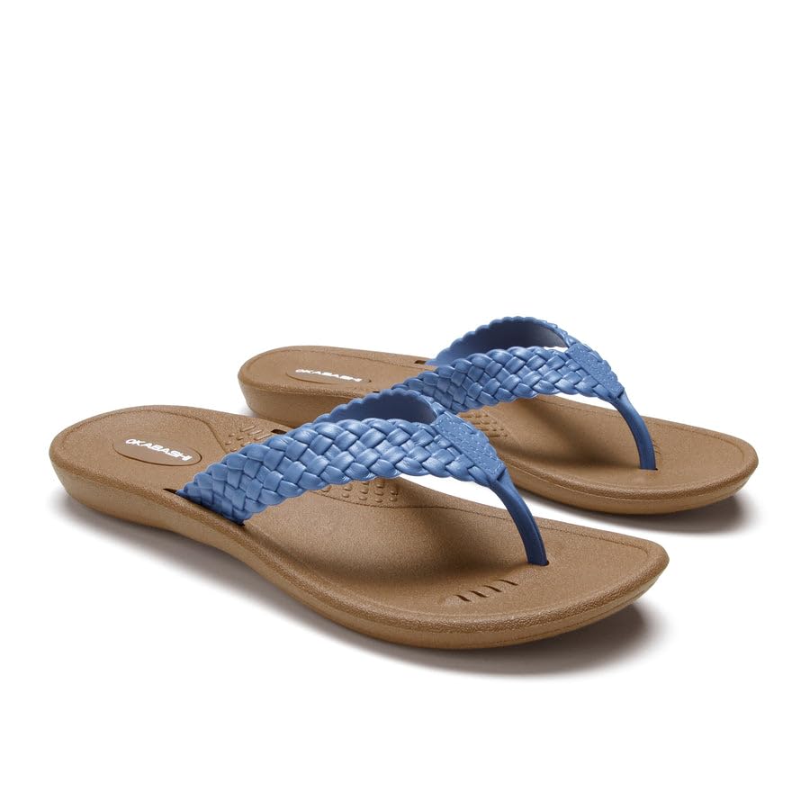 OKABASHI Women's Baha Flip Flop | Contoured Footbed w/Arch Support for All-Day Comfort | Slip-Resistant & Waterproof | Sustainably Made in The USA