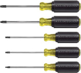 Klein Tools 19555 TORX Cushion Grip Screwdriver Set, Made in USA, T15, T20, T25, T27 and T30 Tip sizes, 5-Piece