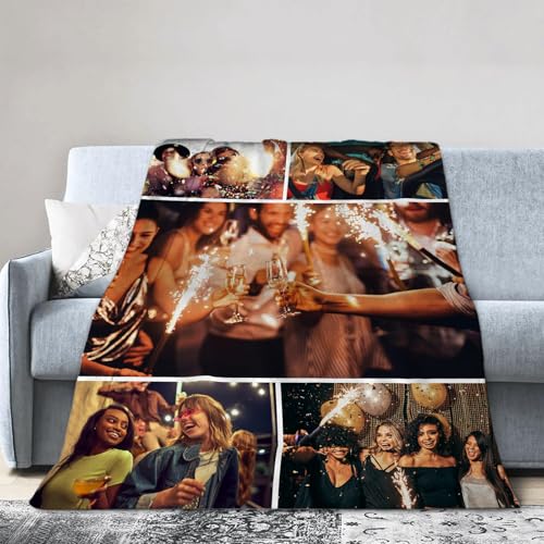 Ships Next Day,Custom Blanket with Picture Made in USA,Personalized Photo Blanket for Family Anniversary Christmas Birthday Halloween Valentines