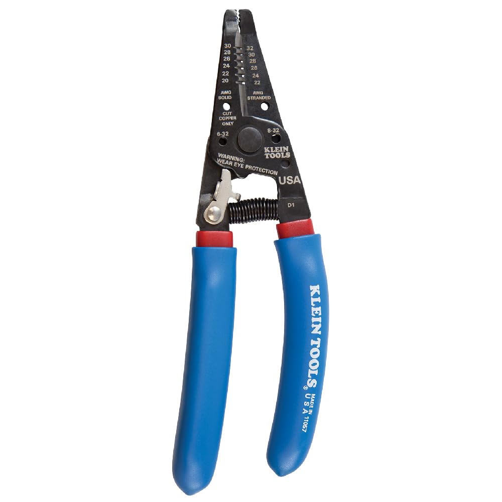 Klein Tools 11057 Wire Cutter / Wire Stripper, Made in USA, Heavy Duty Wire Cutter Stripper for 20-30 AWG Solid Wire and 22-32 AWG Stranded Wire