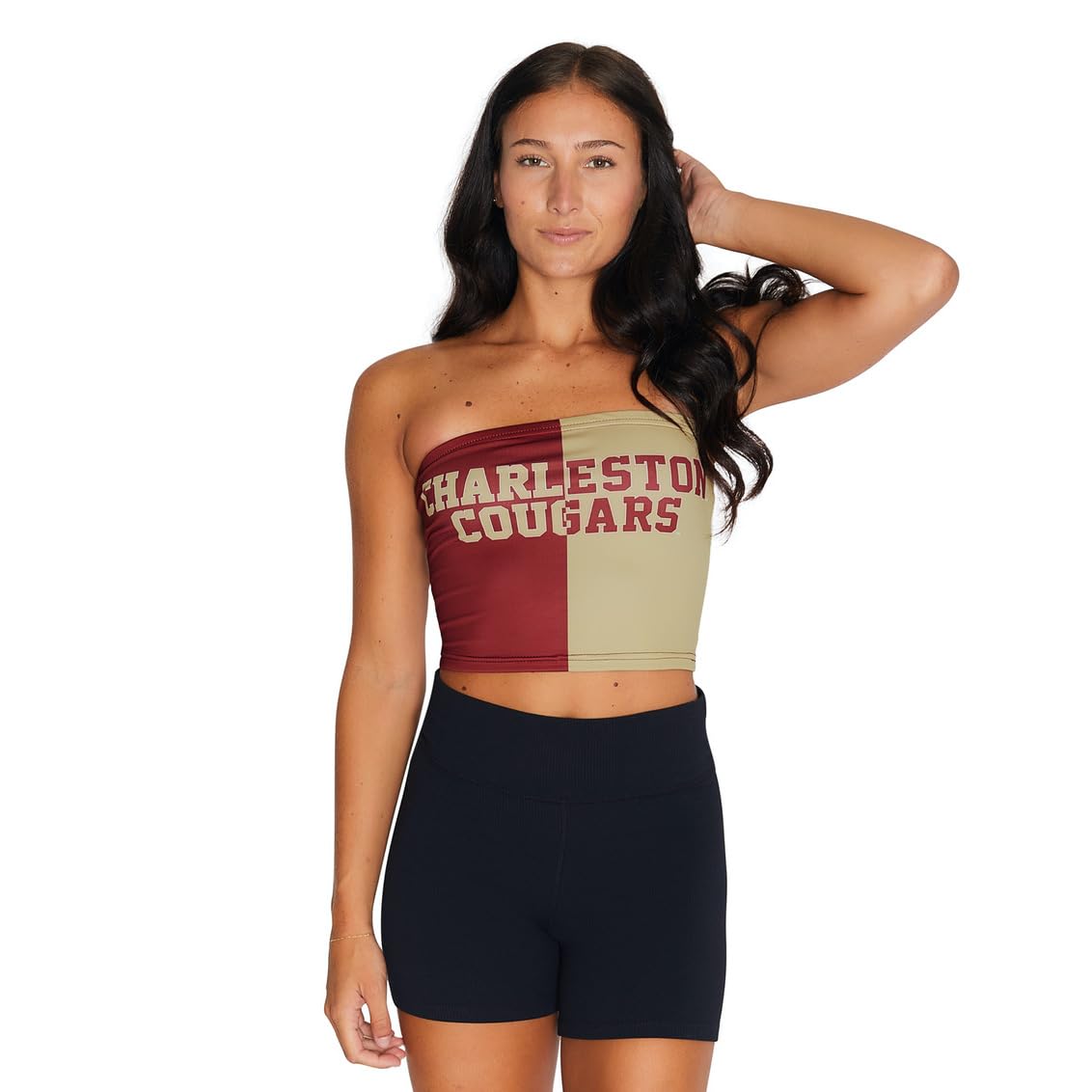 Lojobands Women's Tailgate Outfit College Two Tone Color Block Tube Top Made in USA One Size Fits Most