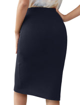 Sweet Hearts Women’s Basic Stretch Pencil Skirt- Regular & Plus Size- Below Knee Office Midi Bodycon Nylon Skirt Made in USA