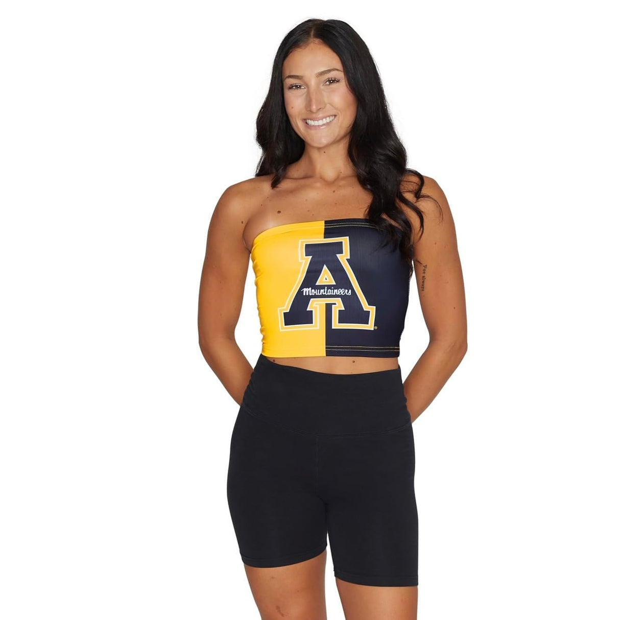 Lojobands Women's Tailgate Outfit College Two Tone Color Block Tube Top Made in USA One Size Fits Most