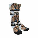 Custom Face Socks with Photo Novelty Crew Socks, Personalized Red Hearts Unisex Crew Sock Gifts for Men Women Made in USA