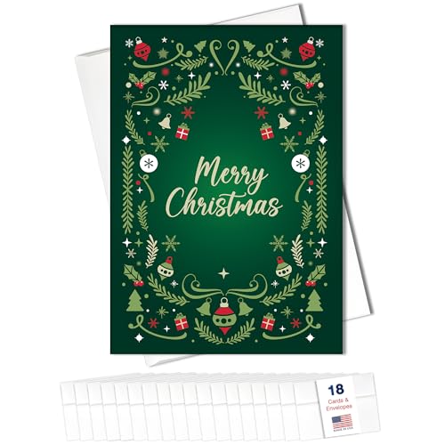 Merry Christmas Cards for Business & Family (Variety Pack 4 Holiday Designs) Greeting Card Set Pack of 20 Holiday Cards with Envelopes (5x7 inch - A7) Office, Work, Employees & Clients VP2405