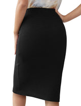 Sweet Hearts Women’s Basic Stretch Pencil Skirt- Regular & Plus Size- Below Knee Office Midi Bodycon Nylon Skirt Made in USA