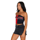 Lojobands Women's Tailgate Outfit College Two Tone Color Block Tube Top Made in USA One Size Fits Most