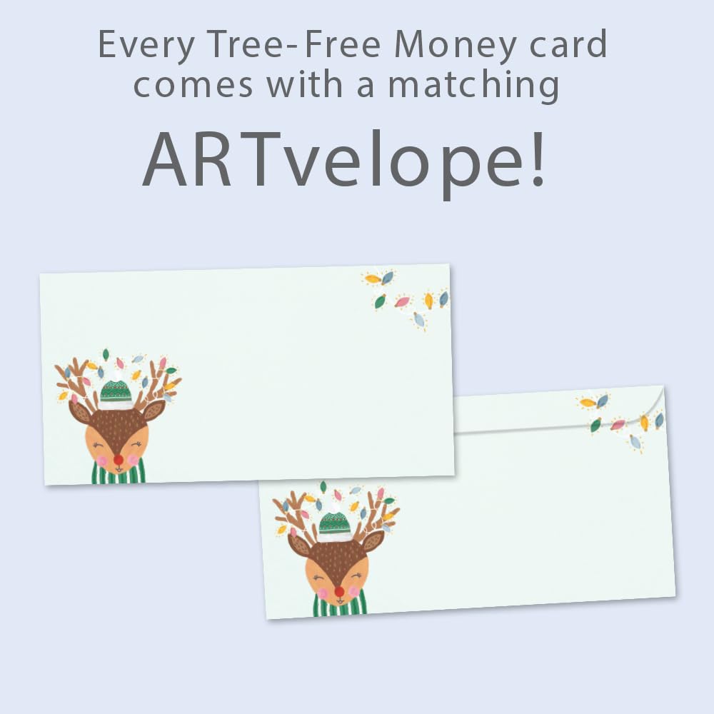 Tree-Free Greetings - Christmas Money Holder Card - Artful Designs - 1 Money Holder Greeting Card + Matching Envelope - Made in USA - 100% Recycled Paper - 3.7 x 7 - Believe in Magic (ZO70090)