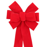 Ivory Brushed Velvet Gold Lame Backed Wire Edge Christmas Bow - Handcrafted in USA (8 inch bow)