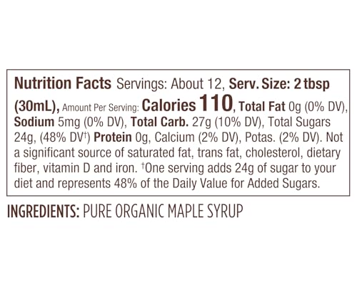 Butternut Mountain Farm Pure Vermont Maple Syrup, Organic, Grade A, Amber Rich, 12 oz, Easy Squeeze Bottle