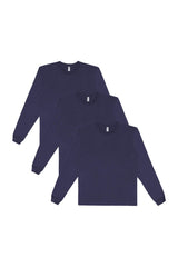 Los Angeles Apparel 3 Pack Fine Jersey Long Sleeve Crew Neck T-Shirt