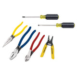 Klein Tools 80080 Hand Tool Kit includes 2 Screwdrivers, Made in USA, 3 Pliers, Wire Stripper and Cutter, for Electricians, 6-Piece