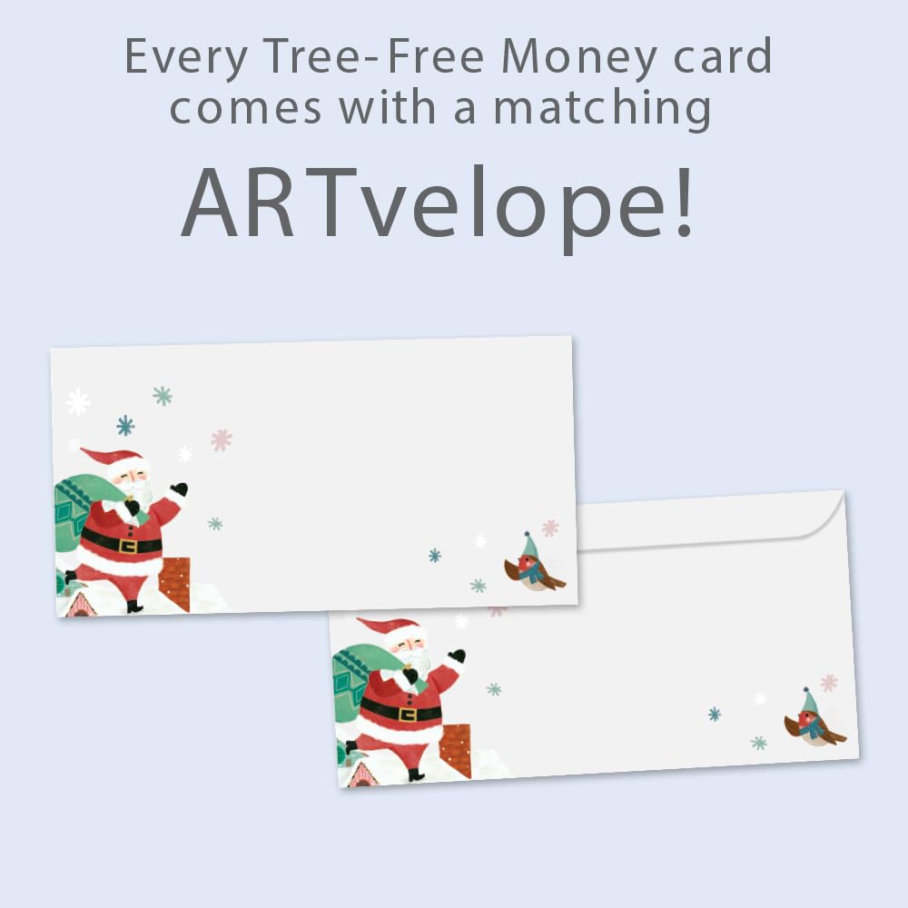 Tree-Free Greetings - Christmas Money Holder Card - Artful Designs - 1 Money Holder Greeting Card + Matching Envelope - Made in USA - 100% Recycled Paper - 3.7 x 7 - Believe in Magic (ZO70090)