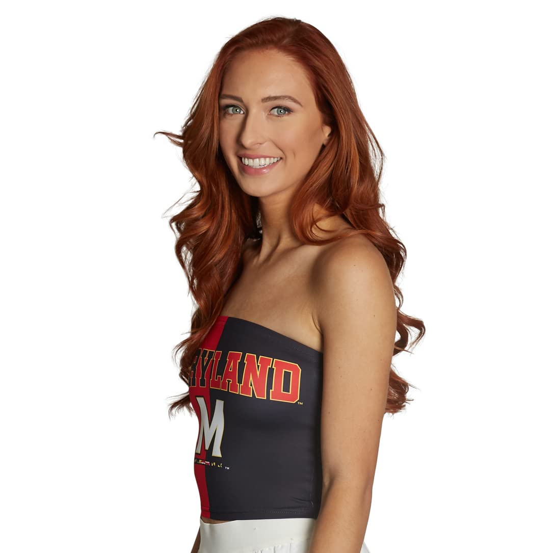 Lojobands Women's Tailgate Outfit College Two Tone Color Block Tube Top Made in USA One Size Fits Most