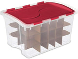 Sterilite 48 Quart Clear Stackable Holiday Christmas 45 Ornament Storage Box