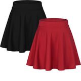 Sweet Hearts Women’s 2-Pack Basic Skater Skirt- Versatile Stretchy Mini Flared Skirt Made in USA