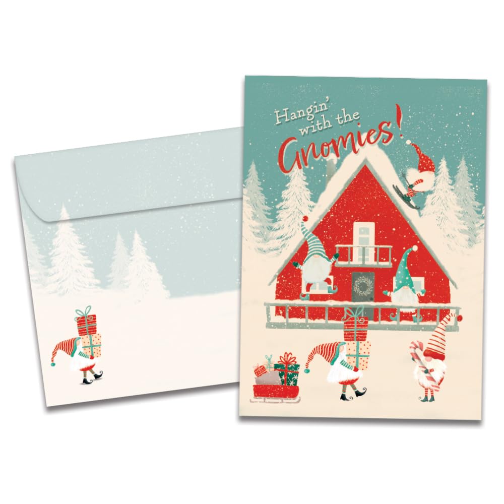 Tree-Free Greetings - Happy Holidays Greeting Cards - Artful Designs - 12 Cards + Matching Envelopes - Made in USA - 100% Recycled Paper - 5"x7" - Kringle Tree Farm (HP60629)