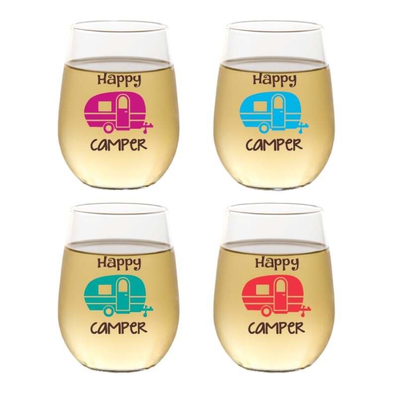 Set of 4 Shatterproof Designer 16 oz Plastic Wine Glasses MADE in the USA (CHRISTMAS)