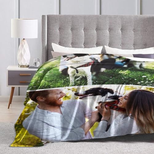 Custom Blanket with Picture Made in USA,Personalized Photo Blanket Throw Photo Blankets for Family Friends Pets,50"x60"