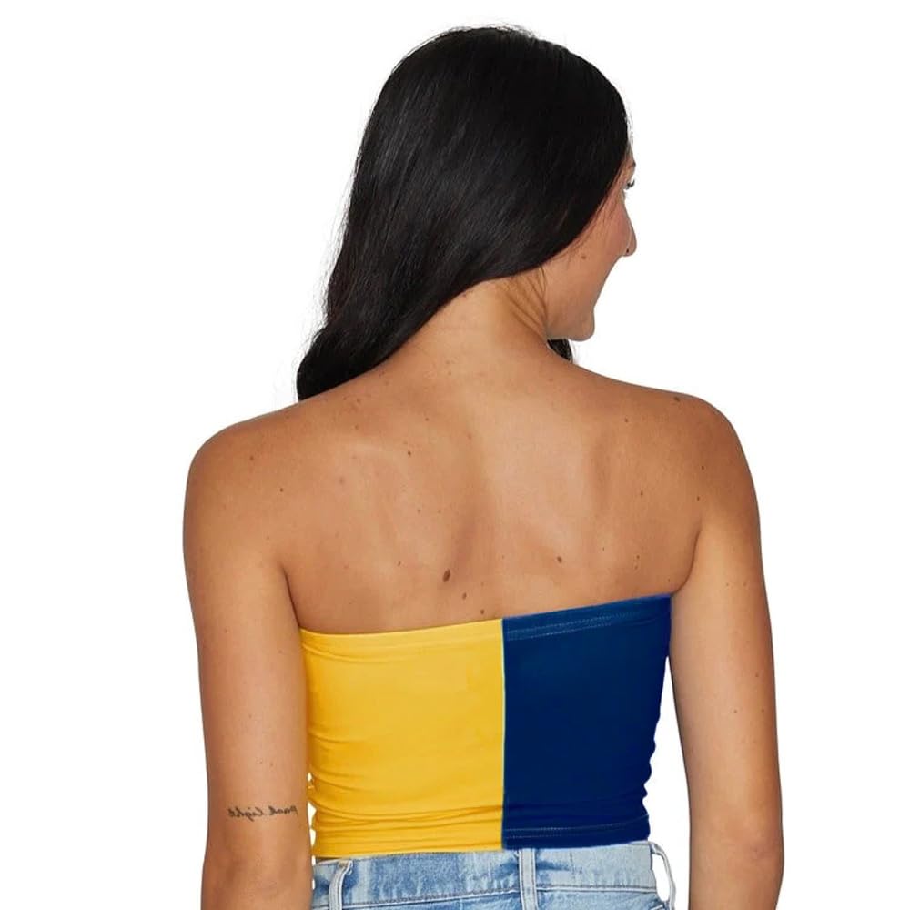 Lojobands Women's Tailgate Outfit College Two Tone Color Block Tube Top Made in USA One Size Fits Most