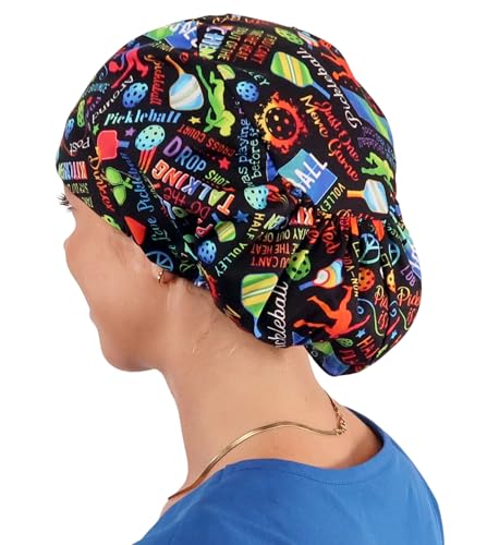 Sparkling EARTH Riley Medical Scrub Caps with Flat Front and Roomy Back - Adjustable Cord Lock Closure - Made in The USA!