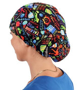 Sparkling EARTH Riley Medical Scrub Caps with Flat Front and Roomy Back - Adjustable Cord Lock Closure - Made in The USA!