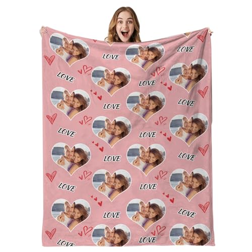 Ships Next Day,Custom Blanket with Picture Made in USA,Personalized Photo Blanket for Family Anniversary Christmas Birthday Halloween Valentines